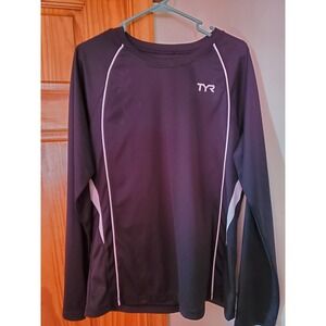 TYR Mens Medium M Long Sleeve Black & White Swim Shirt EUC Bargain